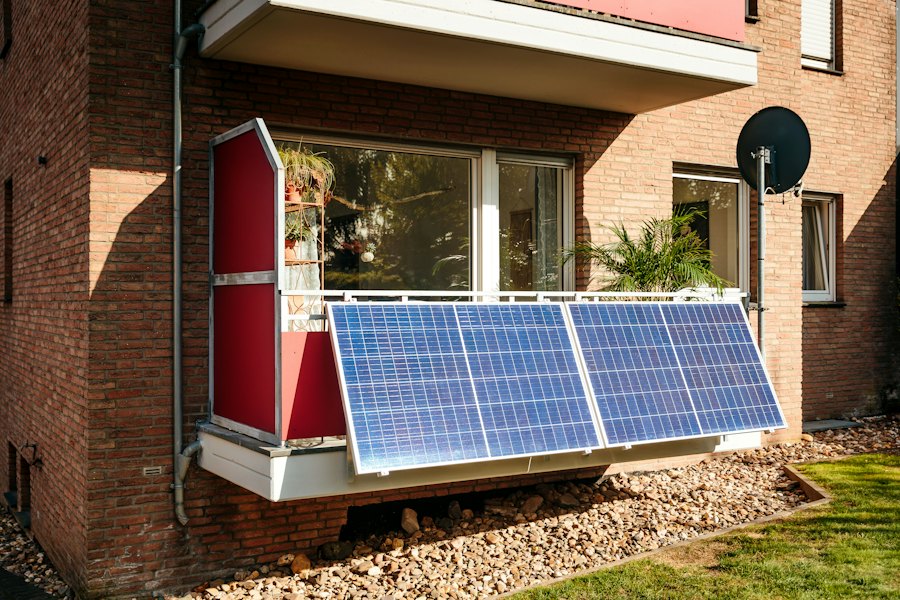 Panneaux solaires installés sur un balcon